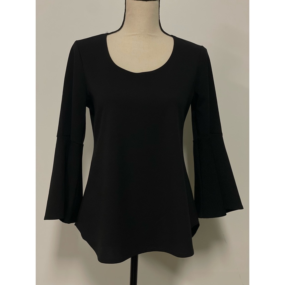 Slinky Brand 3/4 Bell Sleeve Blouse Black Size XS